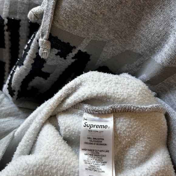 Supreme Rhinestone Shadow Hooded 2022, Sweatshirt 'Heather Grey' , XL - Picture 9 of 16
